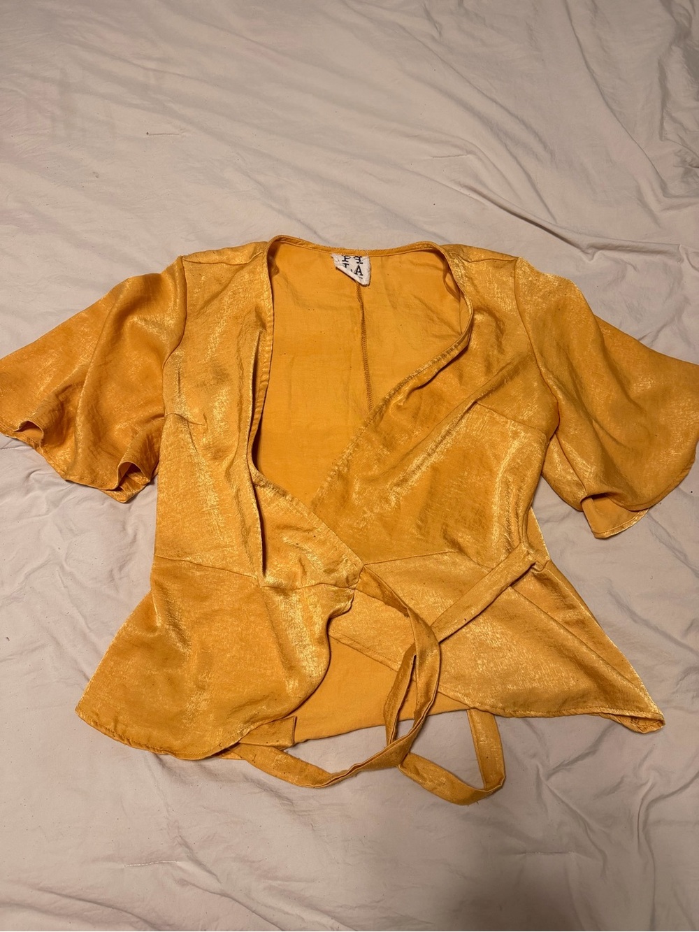 Mustard Yellow Wrap Blouse - Women
